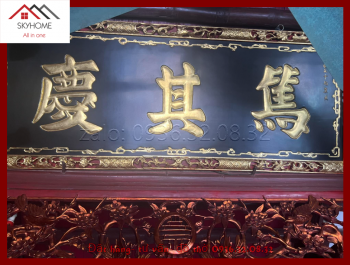 Hoành phi câu đối nhà thờ họ Đàm 3 chữ chữ Đốc- Kỳ- Khánh